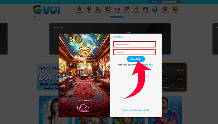 Điền thống tin tài khoản, sau đó nhấp vào ô Đăng Nhập Điền thống tin tài khoản, sau đó nhấp vào ô Đăng Nhập