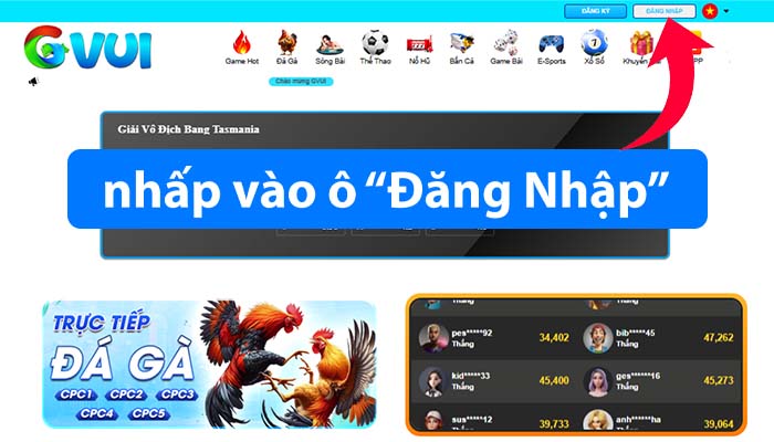 Trên giao diện chính, nhấp vào ô Đăng Nhập Trên giao diện chính, nhấp vào ô Đăng Nhập